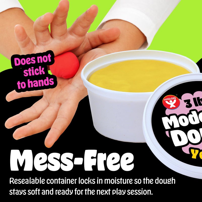 Hygloss Play Modeling Dough for Kids â€“ Safe & Non-Toxic Sensory Dough for Arts and Crafts â€“ 3 lb Tub â€“ Play Clay for Toddler Activities, Preschool Classroom Must-Haves â€“ Pink Color, Unscented - Image 3